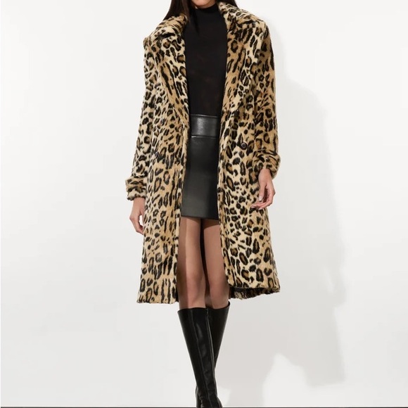 Alice + Olivia Brown NICHOLAS FAUX FUR COAT - Picture 2 of 5